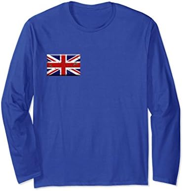 Unisex "British Flag Union Jack" graphic design long sleeve Tshirt Medium Royal Blue