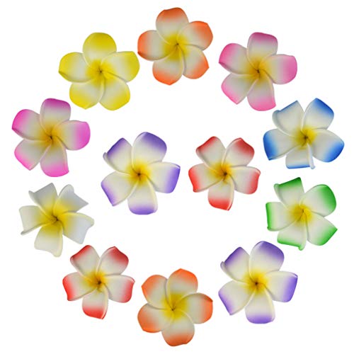 baotongle 60pcs Hawaiian Leis Set, Hawaiian Leis Hawaiian Headband Flowers Flowers Necklaces 12 Random Color Flower Hair Clips for Party Supplies, Hawaiian Luau Decorations, Summer Beach Vacation, Tropical themed Party Favors, Birthday, Wedding
