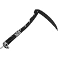 FU-GLBY All-Black Sharp Edge Folding Scythe with Wooden Handle - Two Section Safety Sickle Knife for Grass Scythe and Grass Sickle, Foldable Garden Tool with Sheath