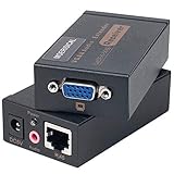 MOERISICAL VGA Cat5e Cat6 Extender 300ft Video Repeater Over Ethernet Cable, up to up to 100m, Sender+Receiver