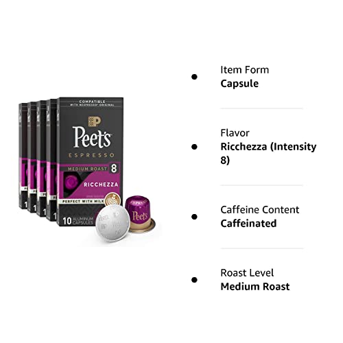 Peet's Coffee, Medium Roast Espresso Pods Compatible with Nespresso