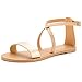 DREAM PAIRS CROX New Women Open Toe Fashion Crisscross Valcre Ankle Straps Summer Design Flat Sandals CHAMPAGNE TAN SIZE 8