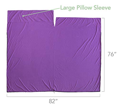 Pike Trail Sleeping Bag Liner - Travel and Camping Sheet, Lightweight and Compact Insert with Full Length Zipper and Guarantee (Royal Purple, Large, 82" L x 41" W) - Thumbnail 6