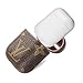 Fit for AirPods Wireless Headphone Cases,New Luxury Leather Fashion GG Monogram Style Full Protective Shockproof Cover with Carabiner for Apple AirPods Charging Case (brownlv)