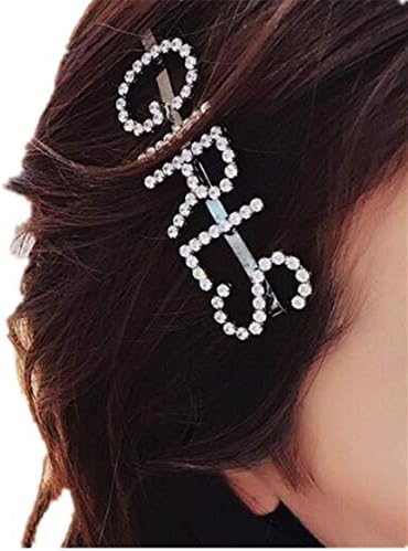 cuhair 1pc Handmade Crystal Girl Letter Design For Women Girl Hair Clip Barrette Hair Accessories