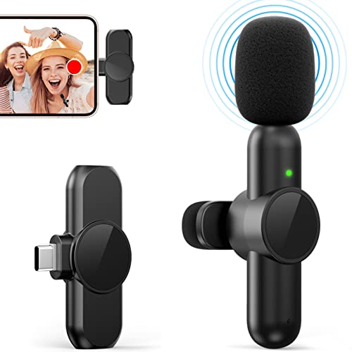 Wireless Lavalier Lapel Microphones for Android - Omnidirectional Condenser Wireless Recording Mic with USB C Microphone for Video Recording Vlog YouTube Tiktok Podcast Interview