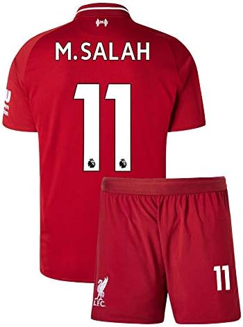 Kids M. Salah Jersey 2018/19 Youth Home Soccer 11 Liverpool Shorts Mohamed