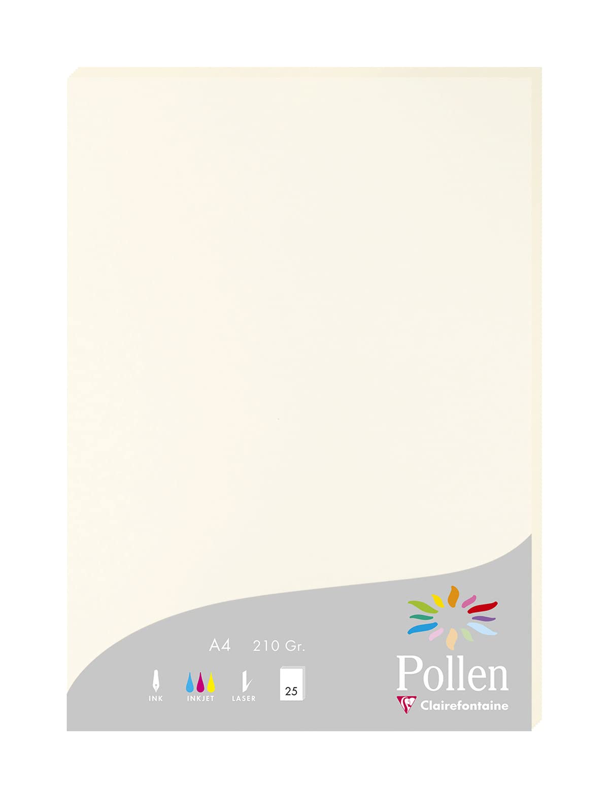 Clairefontaine 56010C Wallet of 25 sheets A4 size (21x29,7cm) 210gsm Natural White Invitation paper Events and correspondence - Pollen range - Premium paper