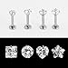 Micropromo 4 pcs 16G Gem Steel Labret Lip Rings Ear Earlet Tragus Cartilage Earrings Stud Monroe Piercing Jewelry for Teen Girls / Girls / Women - Silver