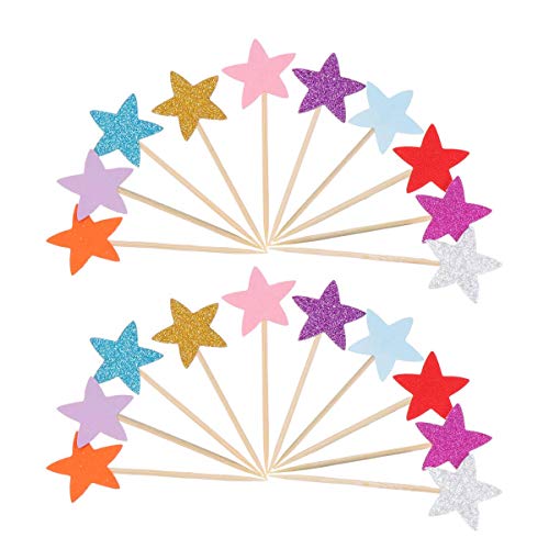 Monyus 100 Pcs Little Star Cupcake Toppers, Decorations for Baking Dessert, Birthday Party, Baby Shower, Bridal Shower, Wedding, Cocktail Forks Party
