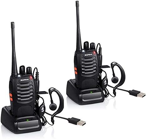 QITAO® BaoFeng Walkie Talkie 400-470 MHz Two Way Radio Rechargeable Long Range Headset Headphone Built in LED Torch BF-888s
