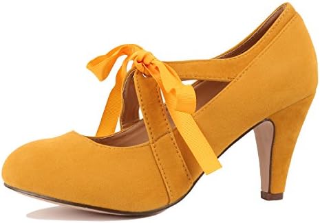 Womens Vintage Mary Jane Pumps Low Kitten Heels Retro Round Toe Shoe with Ankle Strap