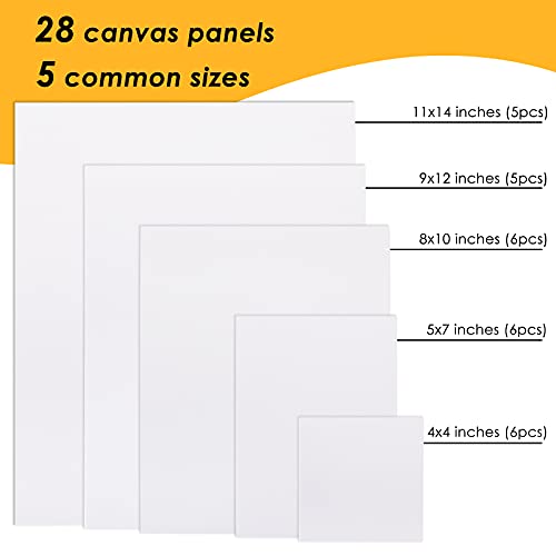 28 Packs Canvas Boards for Painting Canvas Panels Variety Pack, 4x4