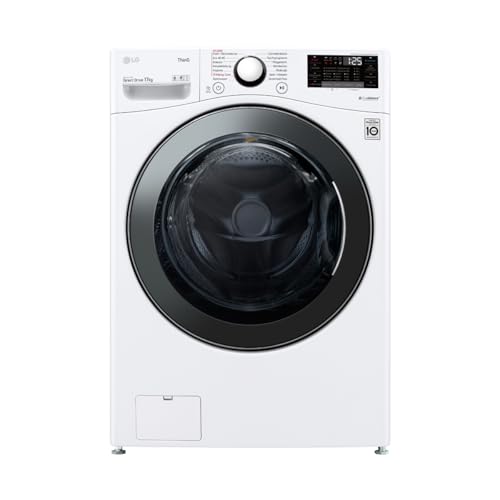 LG F11WM17TS2, Frontlader-Waschmaschine 17 kg, Klasse E, 1.100 U./Min., 70x77x99 cm, Turbowash 59 Minuten, 6 Motion DirectDrive, Wi-Fi, Weiß mit Chrom