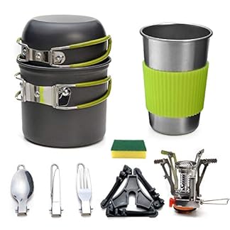 Queta camping cookware set camping pot with stove picnic hiking utensil gear picnic cookware cooking tool set