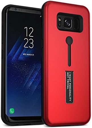 Galaxy S8 Plus Case, BESKAY 3 in 1 Ring Holder Kickstand with Silicone Armor Dual Layer Anti Crack Phone Case for Samsung Galaxy S8 Plus (Red)