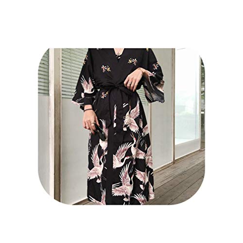 Japanese Kimono Yukata Kimono Cardigan Blouse Women Long Sleeve Cardigan Haori Traditional Kimonos,1,One Size