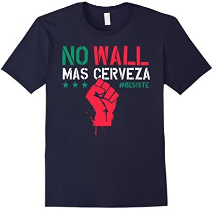 Mens No Wall Mas Cerveza - Resist T Shirt Large Navy