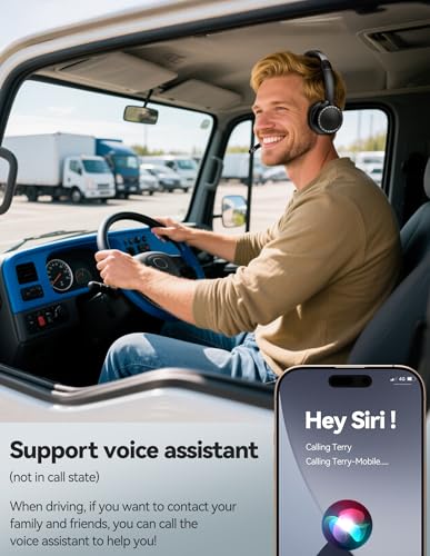 TECKNET Wireless Headset, Bluetooth Headset with AI Noise Cancelling Microphone, USB Dongle &Charging Dock Included,Headsets with Microphone Suitable for Phones/Computers/Trucker/Call Center
