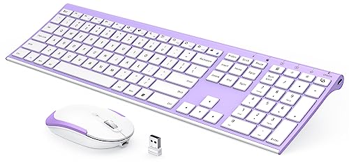 Photo 1 of Wireless Keyboard and Mouse, Vssoplor 2.4GHz Rechargeable Compact Quiet Full-Size Keyboard and Mouse Combo with Nano USB Receiver for Windows, Laptop, PC, Notebook-Lavender Purple