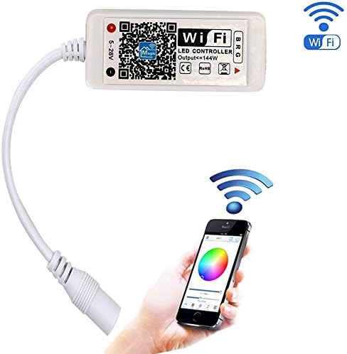 OUEVA WiFi Wireless LED Smart Controller for 5050/3538 RGB LED Strip Light Working with Android and IOS System Mobile Phone APP Control with Music/Timing Function 5V~24V DC