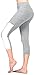 MYoga Women's Yoga Pants Workout Capri Leggings Running Tights w Side Pocket (M, Grey)