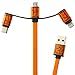 Blueidea® 3 in 1 Micro USB Cable Type C Cable (3.3ft), High Speed Charging Cable Data Cable For iPhone & Android Smartphone, Tablet, New Apple Macbook, Lumia 950XL, OnePlus 2, Samsung, etc. (Orange)