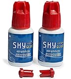 2 Pack SKY S+ 5ml and 50 Pink Mascara Wands - Super Strong Eyelash Extension Glue - Professional Adhesive for Long Lasting Semi Permanent Individual Lash Extensions - 1-2s Fast Drying / 6-7 Week Retention