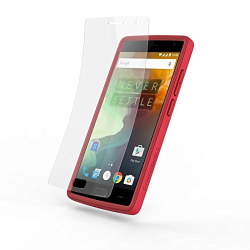 OnePlus 2 Bumper Case [CrashGuard by RhinoShield] [Bundle Package] | with Impact Protection Screen Protector - Shock Absorbent Slim Design Phone Case [3.5M/11ft Drop Protection] - Red