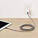 Amazon Basics Double Nylon Braided USB A Cable with Lightning Connector, Premium Collection, MFi Certified Apple iPhone Charger, Black, 10 Foot