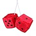 Mrcartool 3 inch Pair of Retro Square Mirror Hanging Dice Couple Fuzzy Plush Dice with Dots for Car Interior Ornament Decoration (Red)