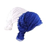2 Pack Women's Ruffle Chemo Hat Beanie Scarf, Turban Headwear for Cancer