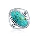 Bling Jewelry 925 Silver Oval Untreated Natural Turquoise Cocktail Ring
