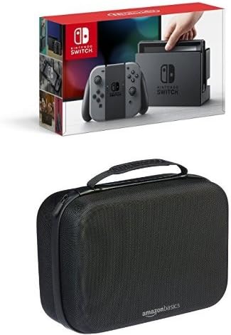 Nintendo Switch - Grey Joy-Con Console with AmazonBasics Travel & Storage Case (Black)