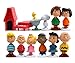 Peanuts Figurines Toys Movie Classic Figures Set of 12 + 1 Card Stickers Great Cupcake Toppers Party Decorations Birthday with Charlie Brown Snoopy and Friends - 3 to 5 cm