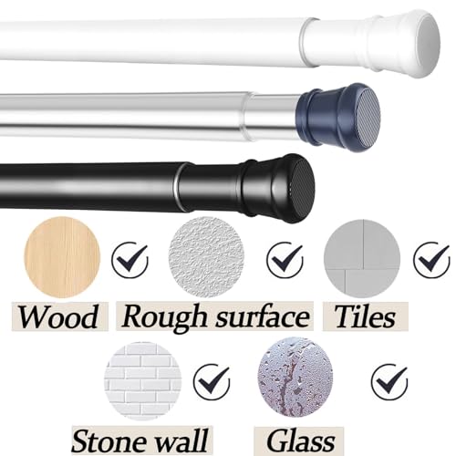 Curtain Poles for Pressure Curtains Extendable Curtain Rod Pressure Curtain Rods Without Drilling for Windows Shower Wardrobe White 85 – 230 cm Diameter 32 mm