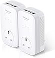 TP-Link TL-PA8030PKIT 3-Port Gigabit Passthrough Powerline Starter Kit, Data Transfer Speed Up to 1300 Mbps,  Ideal for HD Video Streaming and Online Gaming, No Configuration Required, UK Plug