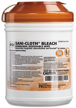 Sani-Cloth Bleach Germicidal Disposable Wipes, 10 1/2 X 6, 75/canister, 12/ct