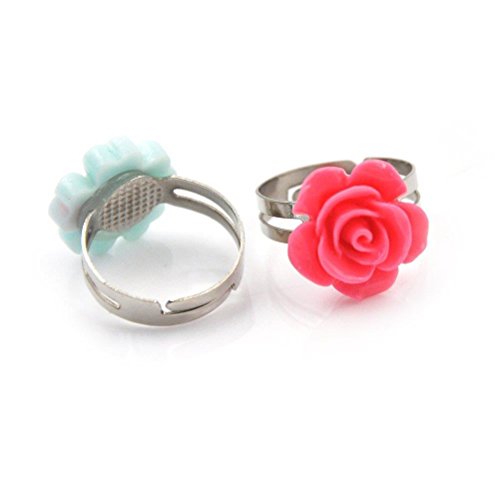image for 16Pcs Kids Adjustable Flower Ring Multi Color Polymer Cute Finger Ring