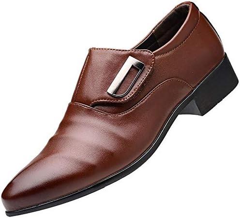 Men's Strap Slip On Loafers Oxford Formal Business Casual Comfortable Classic Leather Dress Shoes for Men