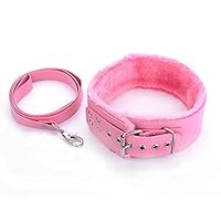 AOTENG STAR Collar Pu Leather Choker Necklace with Chain for Halloween Christmas Cosplay (Pink)