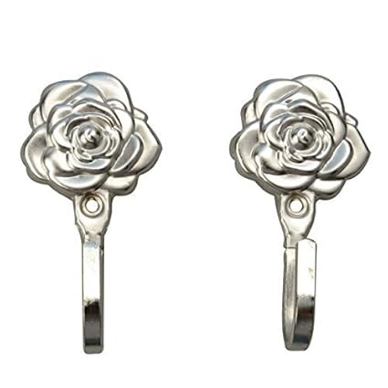 One Pair Rose Pattern Metal Curtain Hooks Wall Decorative Hookbacks Tiebacks Window Treatment Hardware Home Garden Worldenergy Ae