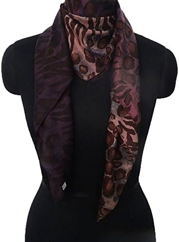 Pure Silk Scarf Abstract Pattern Square Shape Wrap Scarves Brown Hijab Women Sarong Stole Gift Item