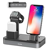 Conido 3 in 1 Charging Stand Compatible Apple Watch iPhone AirPods Charging Docks Holder 6-Port USB Chargeable Stand Compatible iWatch Series 3/2/1, iPhone X, 8, 8 Plus, 7, 7 Plus, 6, iPad Mini, iPod