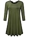 BELAROI Women's Plus Size Dress Fall Casual Swing 3/4 Sleeve T Shirt Loose Tunic Dress (3X, Army Green)