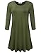 BELAROI Women's Casual Flare Plain Simple 3/4 Sleeve T-shirt Loose Dress (3X, Army Green)