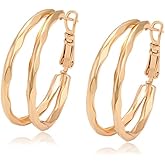 XUPING Large Hoop Earrings for Women Lightweight 18K Gold Plated Big Hoop Earrings Fashion Jewelry （30mm）