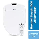 Brondell Swash 1400 Luxury Bidet Toilet Seat, Fits Elongated Toilets, White - Bidet - Dual Stainless-Steel Nozzles with Sterilization, Warm Air Dryer, Ambient Nightlight
