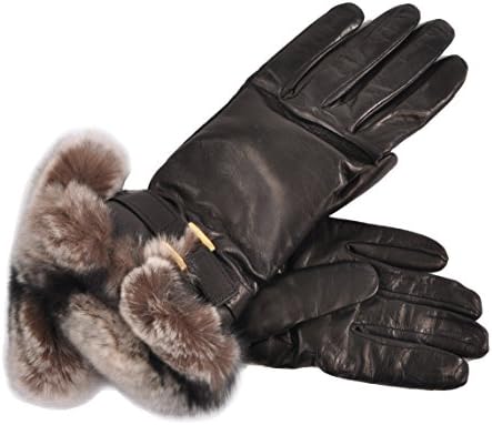 Women's Fur Lined Italian Lambskin Dress Gloves - 6.5/Black