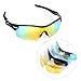 multifun Polarized U.V Protection Sports Glasses, Cycling Wrap Sunglasses with 5 Interchangeable Lenses Unbreakable for Riding, Driving, Fishing, Running, Golf and All Outdoor Activities